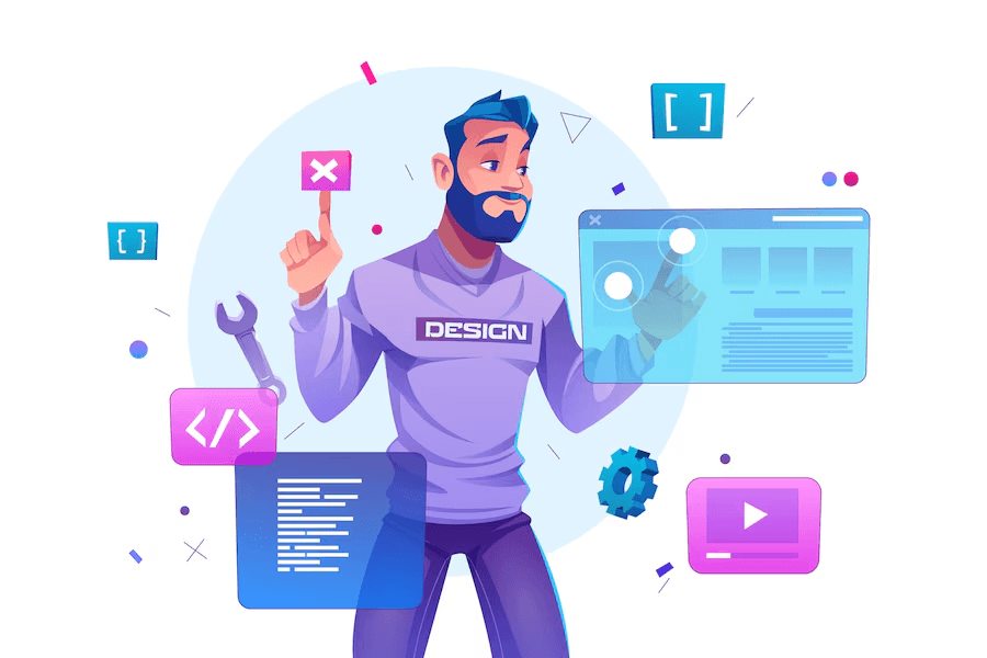 12 Advantages of a Business Having a Website 2 A guy illustrating Website Development